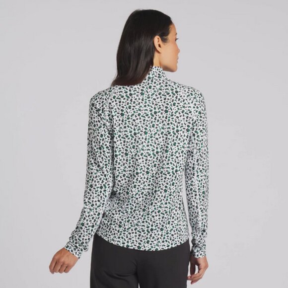 Puma Women's YouV Leopard Golf 1/4 Zip Green NWT - Picture 2 of 14